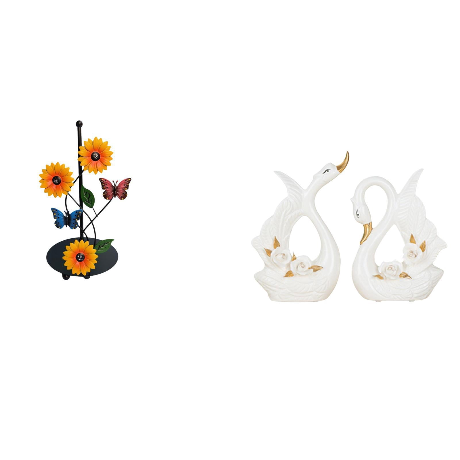Fiocias Elegant Swan Paper Towel Holder Dispenser Non Slip Vertical Tissue Rack Ceramic Animal Sculpture Desktop Ornament for Home Bookshelf Cabinet