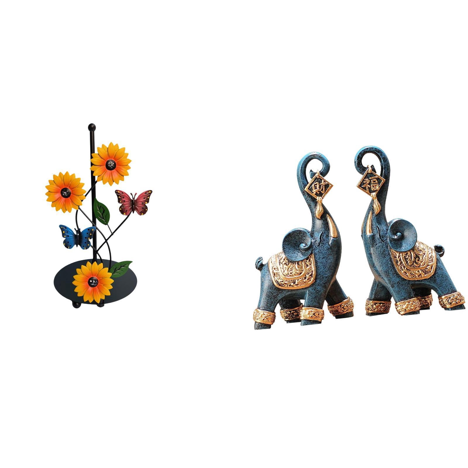 Fiocias Elephant Paper Towel Holder Dispenser Non Slip Vertical Tissue Holder Rack Modern Resin Figurine Sculpture Ornament Art Craft Collectible for Desktop