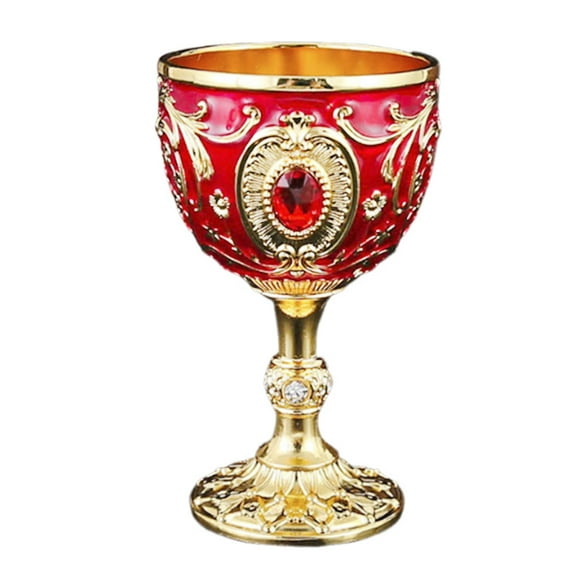 Fiocias Embossed Water Goblet Drinking Cup Collection Reusable Tableware Metal Cup Mini Gold Red