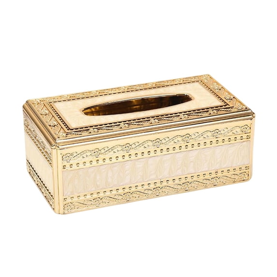 Fiocias European Facial Tissue Box Napkin Paper Holder Case Tissue Holder for Gold Beige