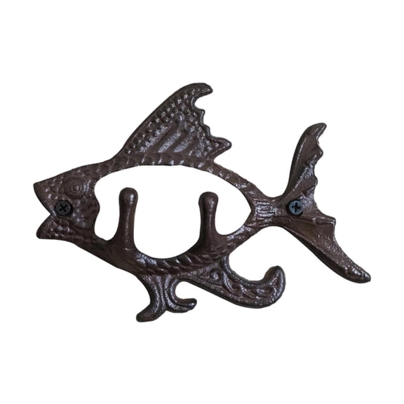 Fiocias Fish Design Wall Hanger with Metal Iron Hook Rack Animal Figurine Key Holder for