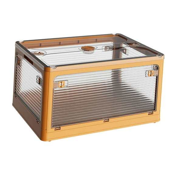 Fiocias Foldable Storage Box Container with Cover Living Room Kitchen Organizer Box AU yellow