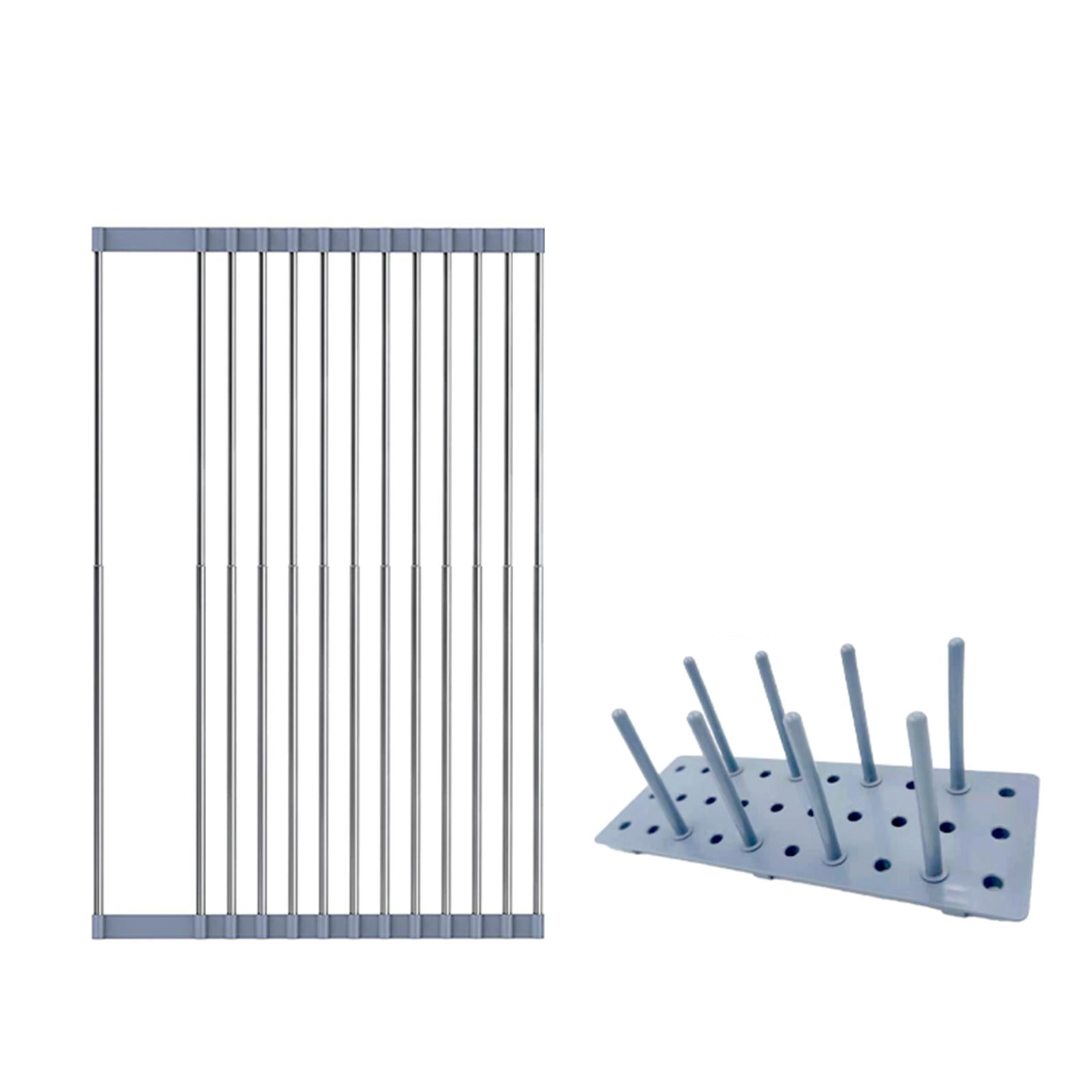 Fiocias Folding Dish Drying Rack Rolling Rack Household Dish Rack for Kitchen Counter Rolling Dish Drainer Filter Cup Holder