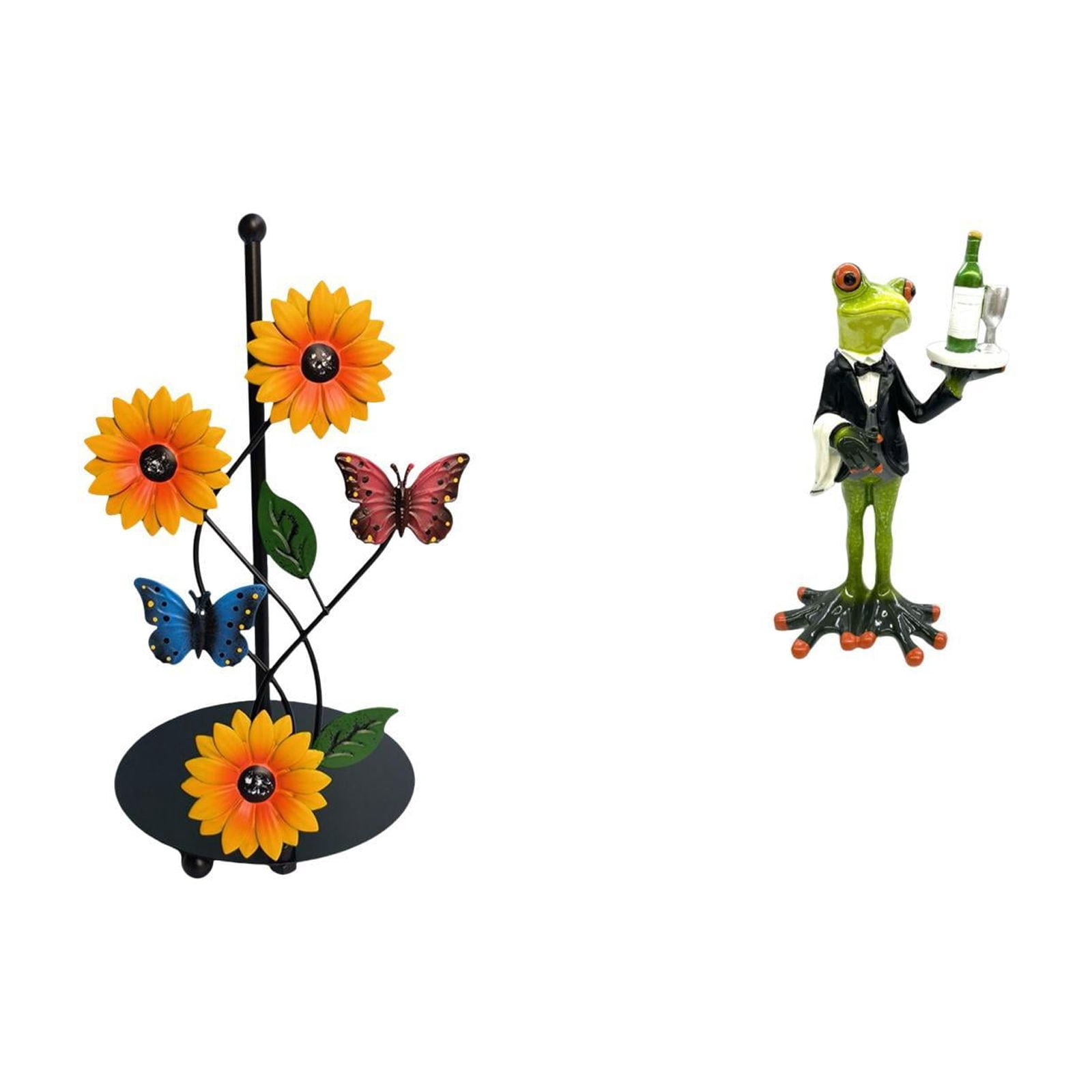 Fiocias Frog Paper Towel Holder Dispenser Non Slip Vertical Tissue Holder Rack Creative Decorative Animal Sculpture Figurine Tabletop Ornament for Home Firepl