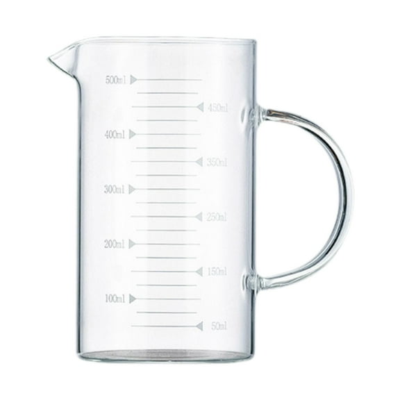 Fiocias Glass Measuring Cup Measuring Jug Portable Easy to Read Sturdy High Borosilicate 500ml
