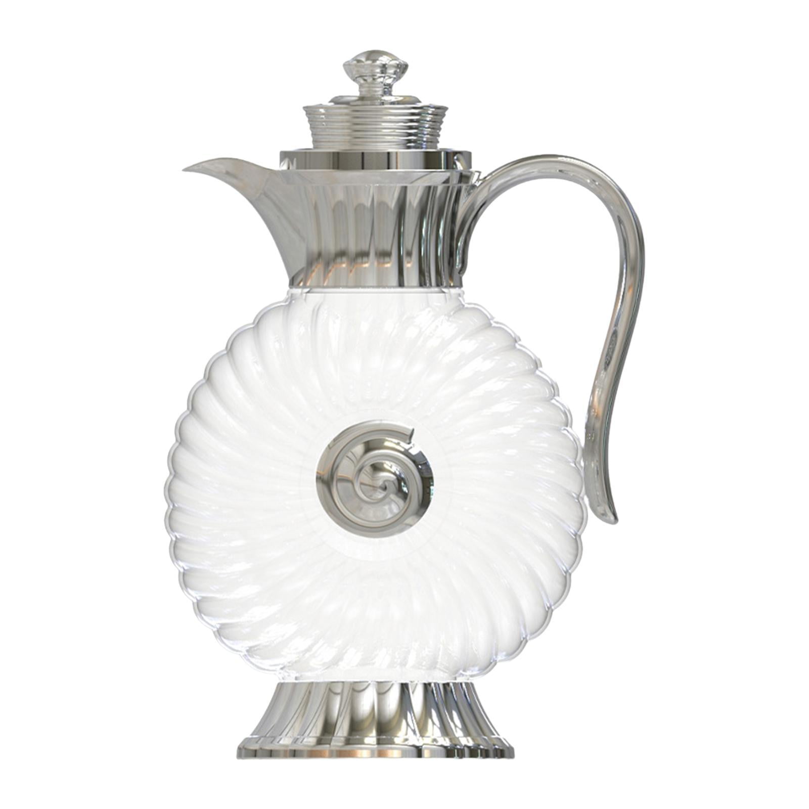 Fiocias Glass Pitcher Arabic Glass Carafe Lemonade Container 1.8L Coffee Server Portable Argent