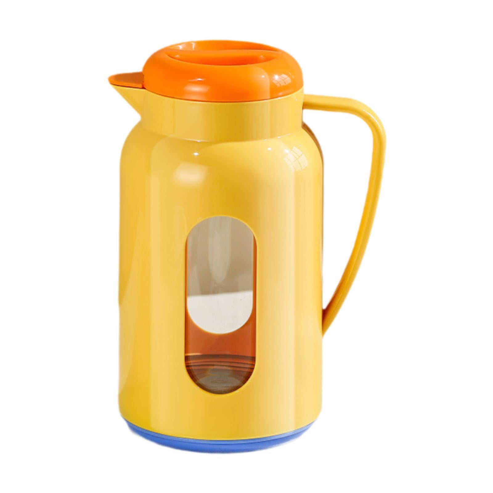 Fiocias Glass Pitcher Easy to Fill Cold Drink Jug Leakproof Fridge Jug Kettle for Summer Orange Blue