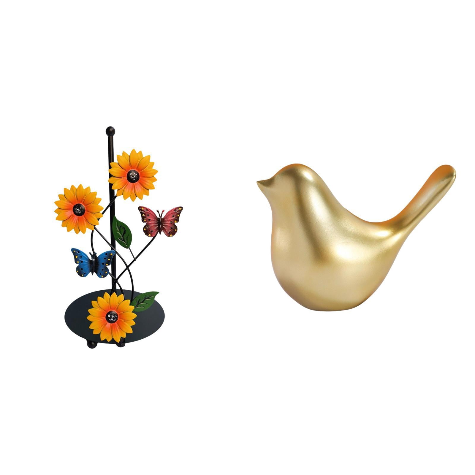 Fiocias Golden Bird Paper Towel Holder Dispenser Non Slip Vertical Tissue Rack Modern Home Decor Ornament Sculpture for Living Room Office Mantel Ho
