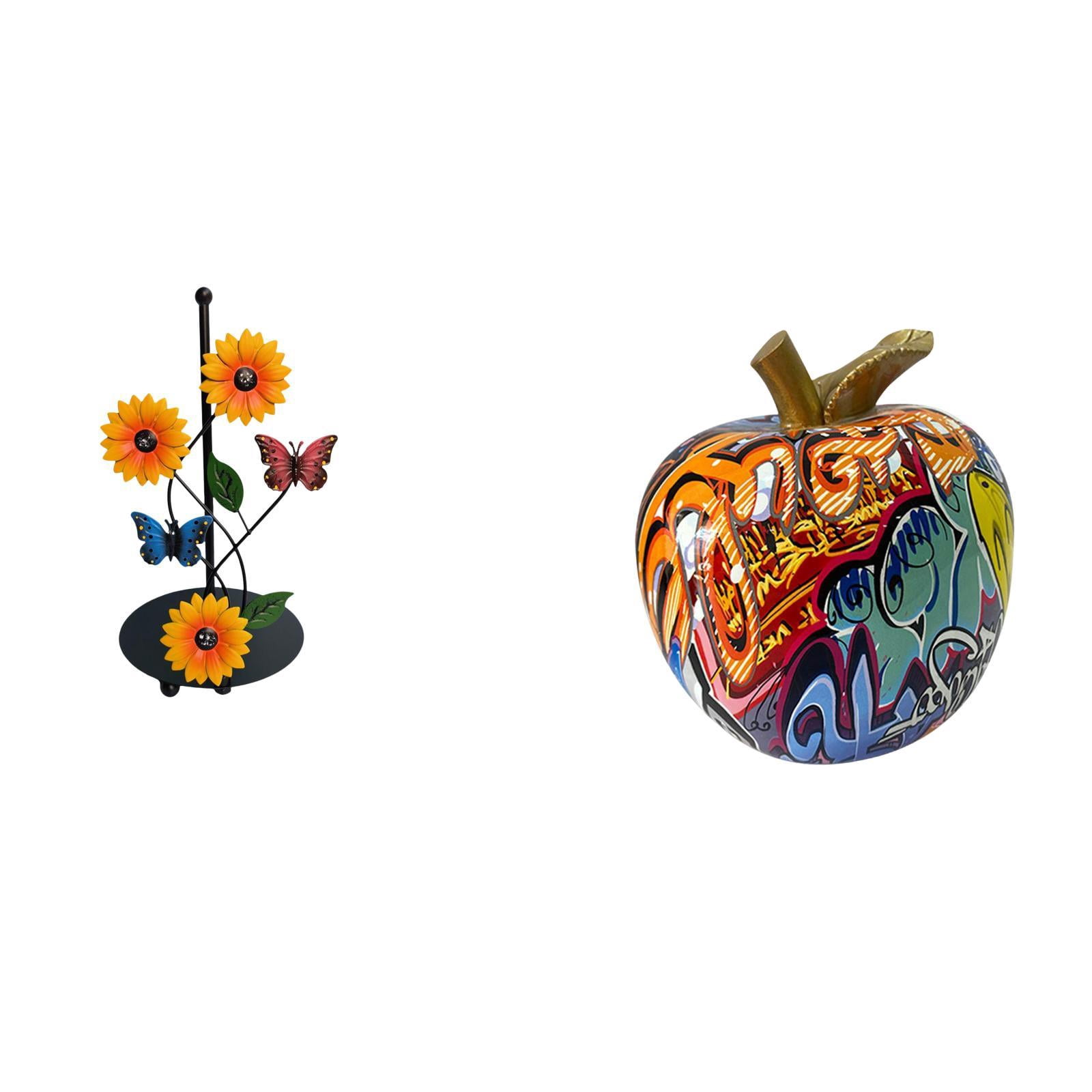 Fiocias Graffiti Paper Towel Holder Dispenser Non Slip Vertical Tissue Rack Nordic Fruits Sculpture Figurine Collectable Artwork Ornament for Home Table Bar D