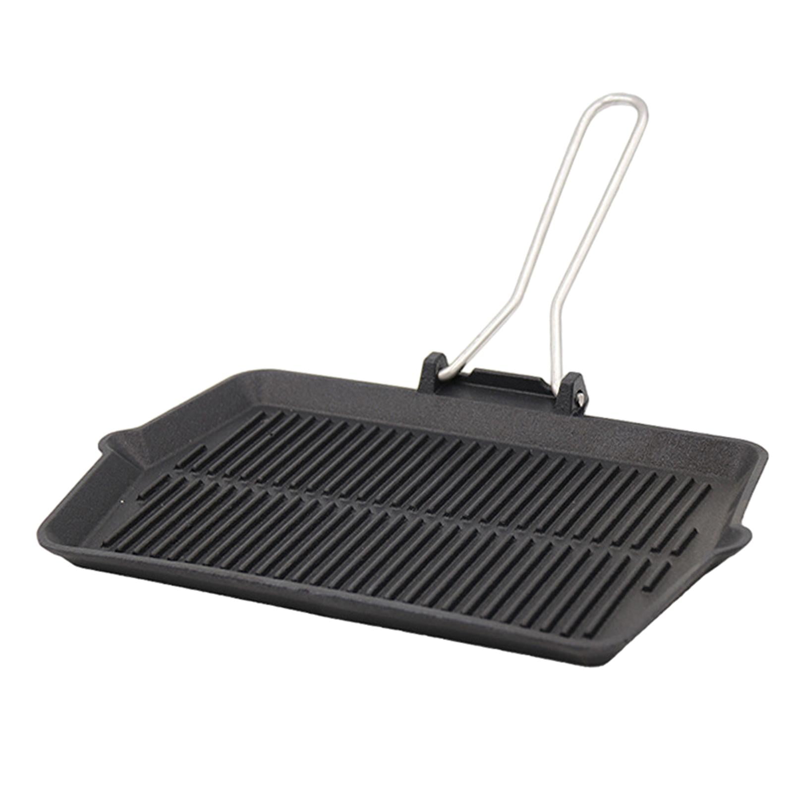 Fiocias Grill Pan for Electric Stovetop, Induction, Gas Cast Iron with Pour Spouts Steak Style B