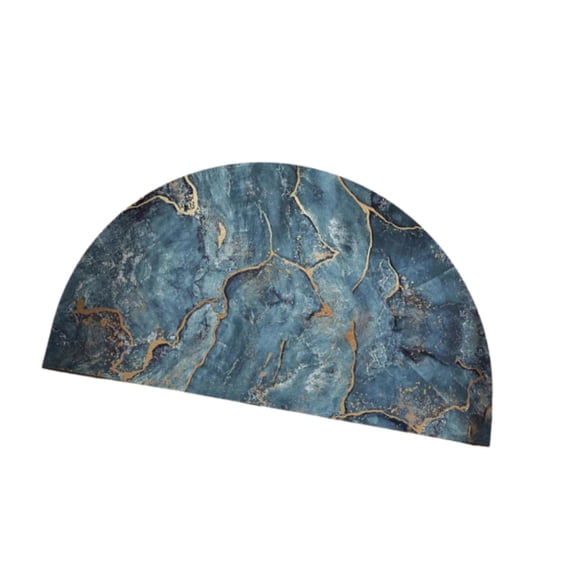 Fiocias Half Round Bath Mat Anti Slip Decorative Soft Floor Mat Dry Fast Shower Mat Area Blue