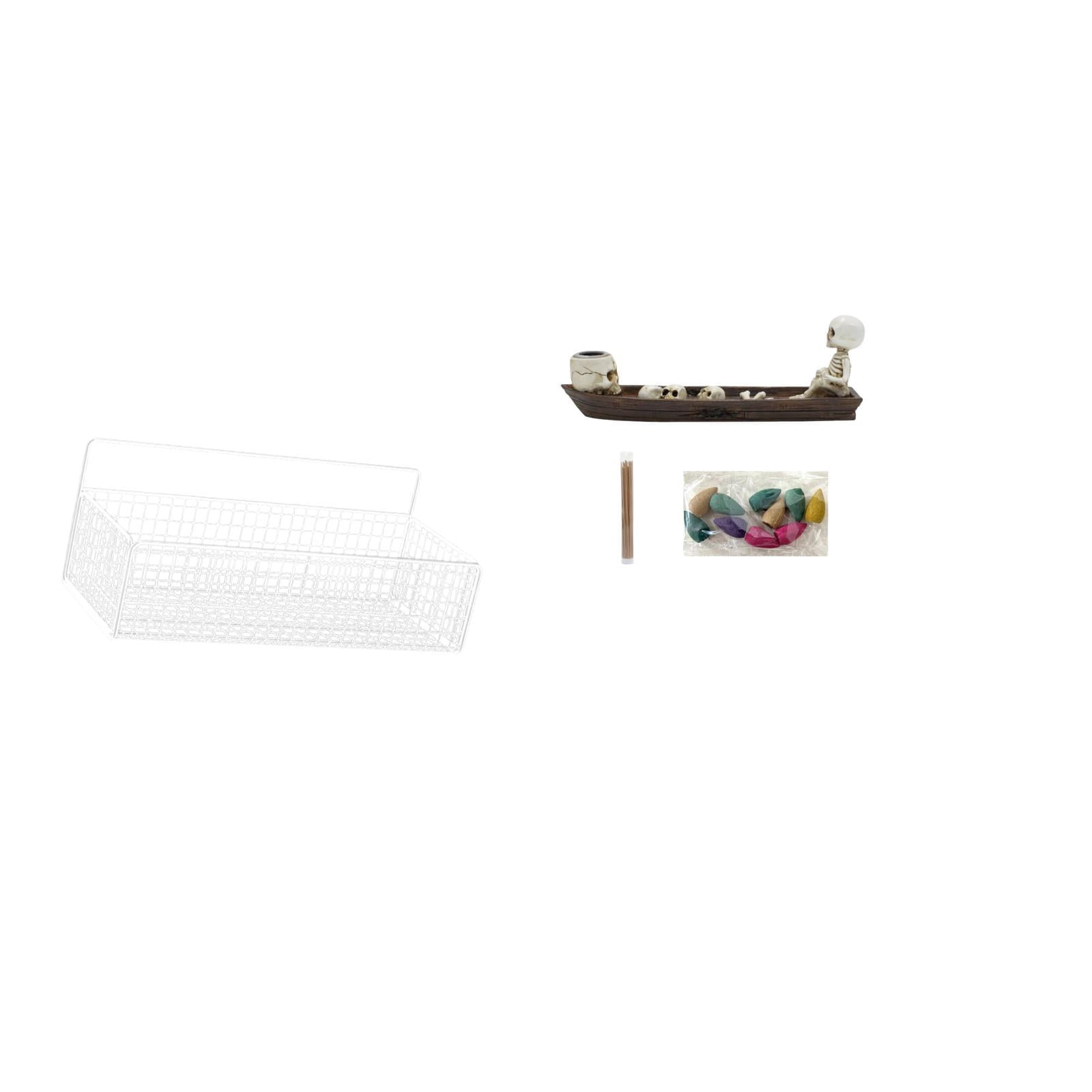 Fiocias Hanging Storage Basket Hanging Wall Organizer Cabinet Storage Basket Wall Mounted Shelves Incense Holder Iron Resin Material Suitable for Kitchen Bath
