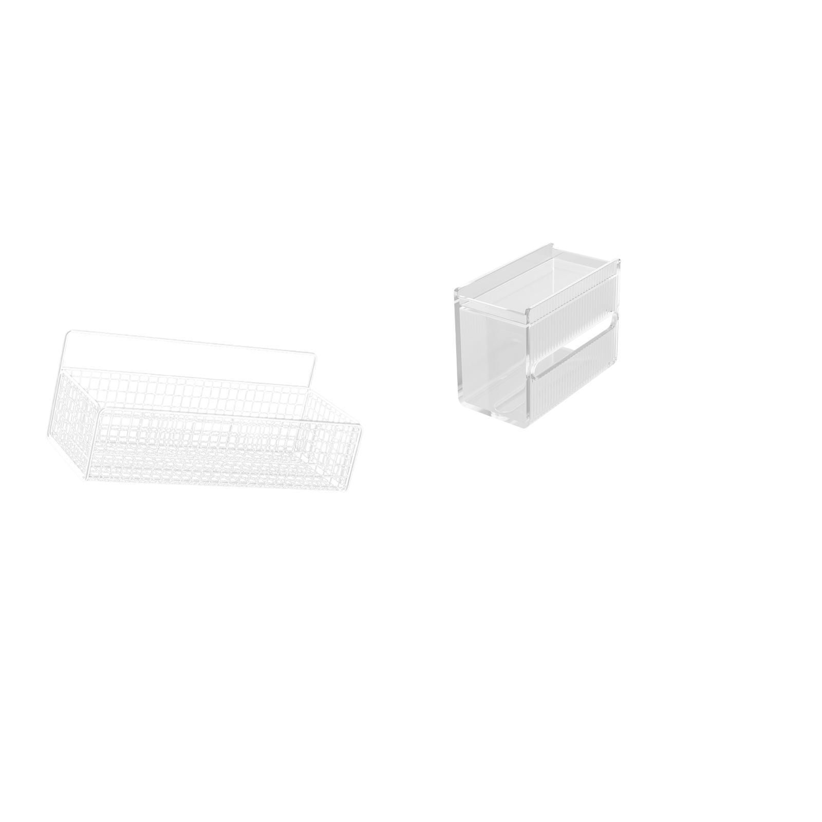 Fiocias Hanging Storage Basket Wire Organizer Acrylic Tissue Case Wall Mounted Shelf Toilet Paper Holder Material Suitable for Kitchens Bathrooms