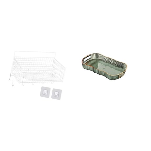 Fiocias Hanging Storage Basket Wire Wall Mounted Organizer Rectangle Serving Tray Storage Tray with Rustic Metal And PP Suitable for Kitchen Home Office Livin