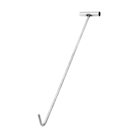 Fiocias Heavy Duty Manhole Hook Stainless Steel Single Hook Rigid Tool for Lifting Sewer Length 70cm