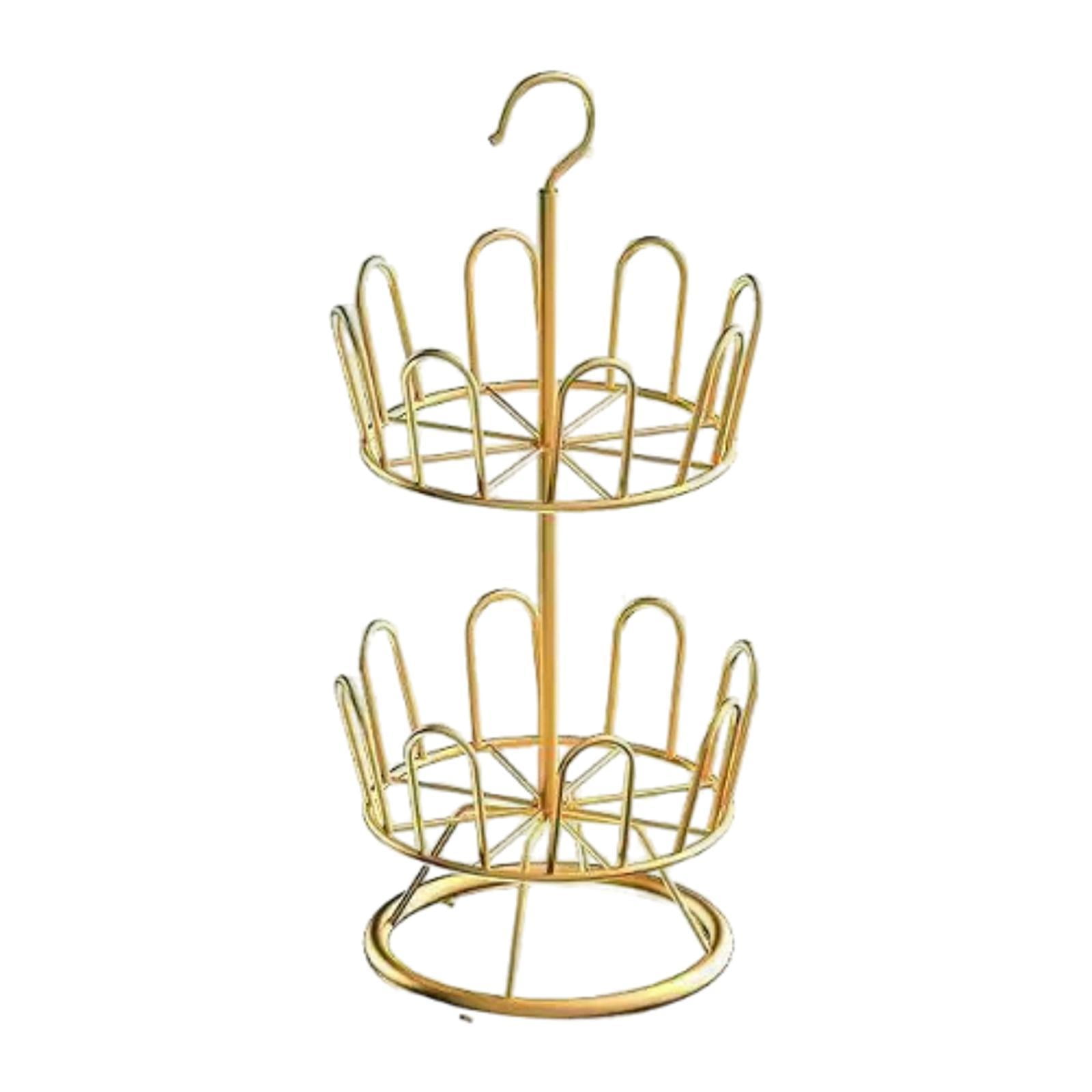 Fiocias High Quality Rotating Shoe Rack. Standing Circular Rack with Outstanding Design. Gold 2 Tiers