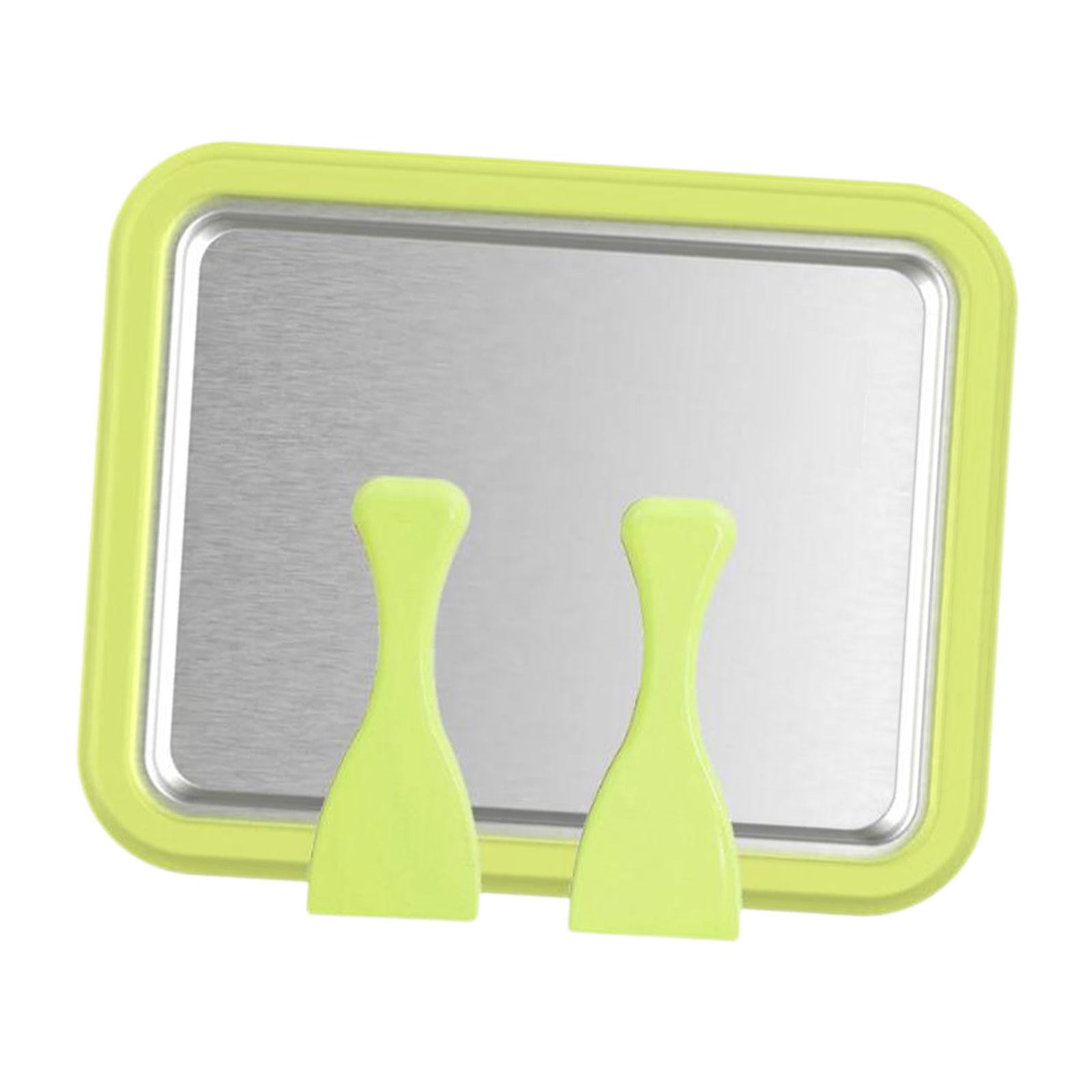 Fiocias Ice Cream Plate Maker Fried Ice Tray Interactive DIY Portable Instant Gelato Pan Green