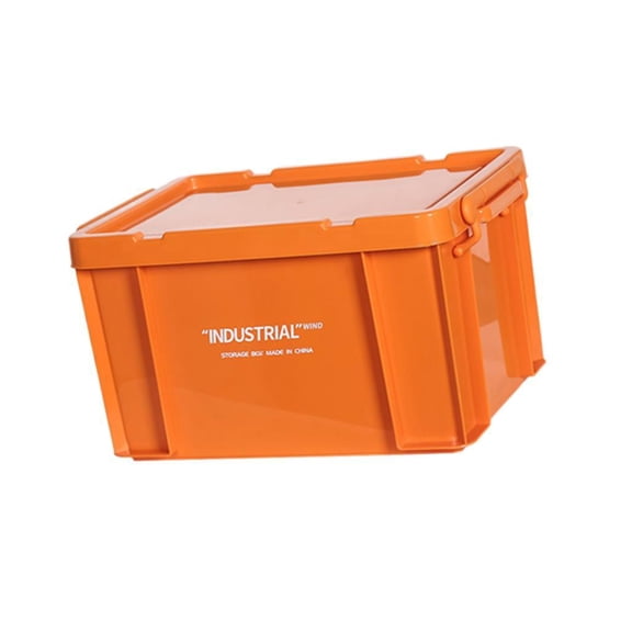 Fiocias Industrial Tote Bin PP Storage Box Stackable Storage Containers for Shelf Shoes Orange