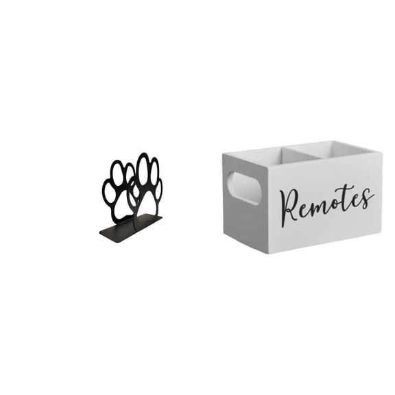 Fiocias Iron Napkin Holder Desktop Organizer Remote Control Holder Wooden Stand with Two Compartments for Storing Paper Towels And Remotes Suitable for Kitche