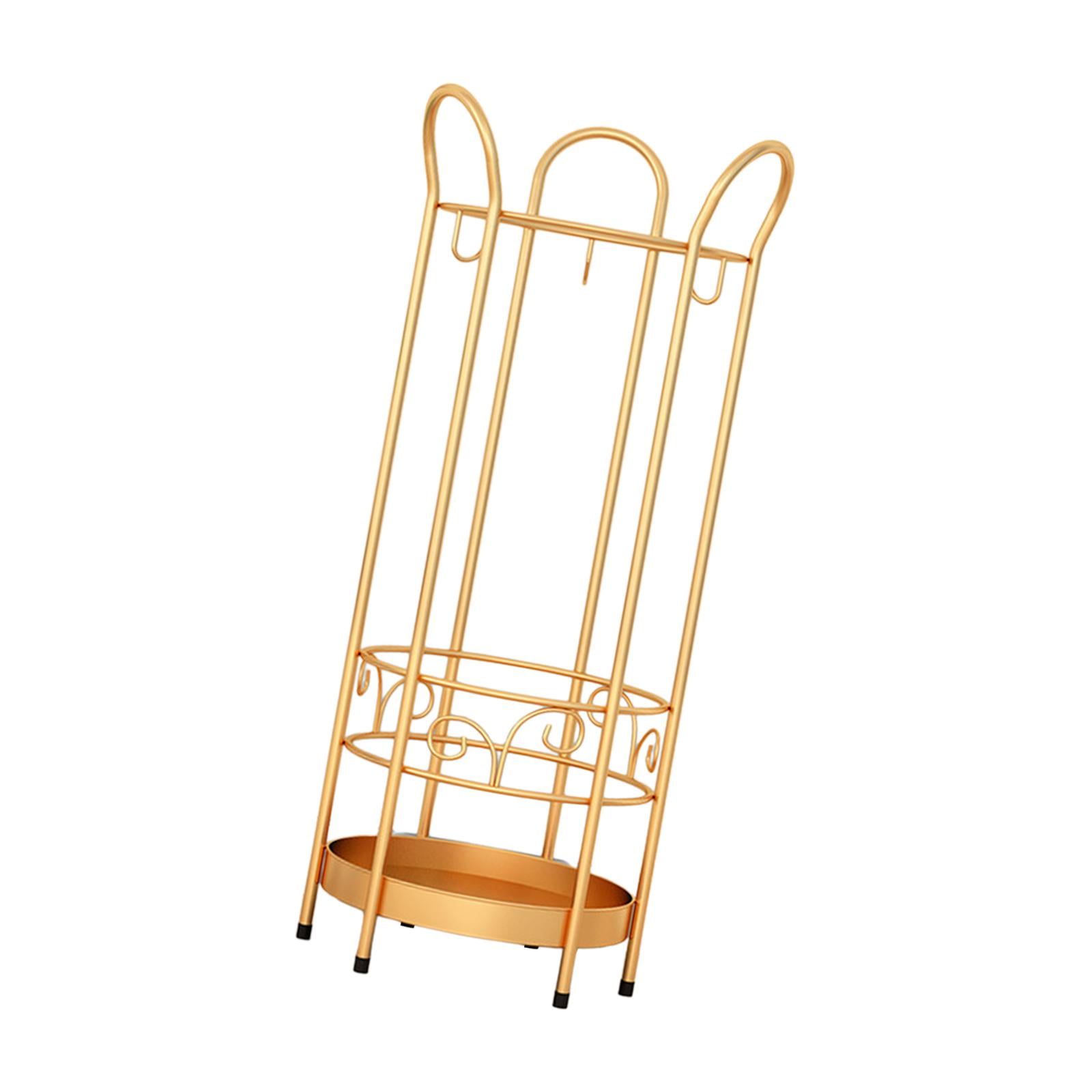 Fiocias Iron Round Umbrella Stand Rack Organizer 9.84x23.62inch Standing Umbrella Holder gold