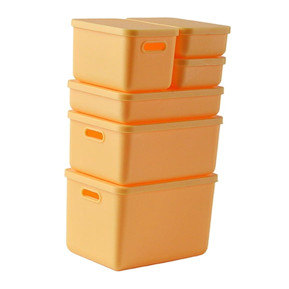 Fiocias Kids Storage Boxes Portable with Lid Cute Toy Box for Desktop Bedroom Home Yellow