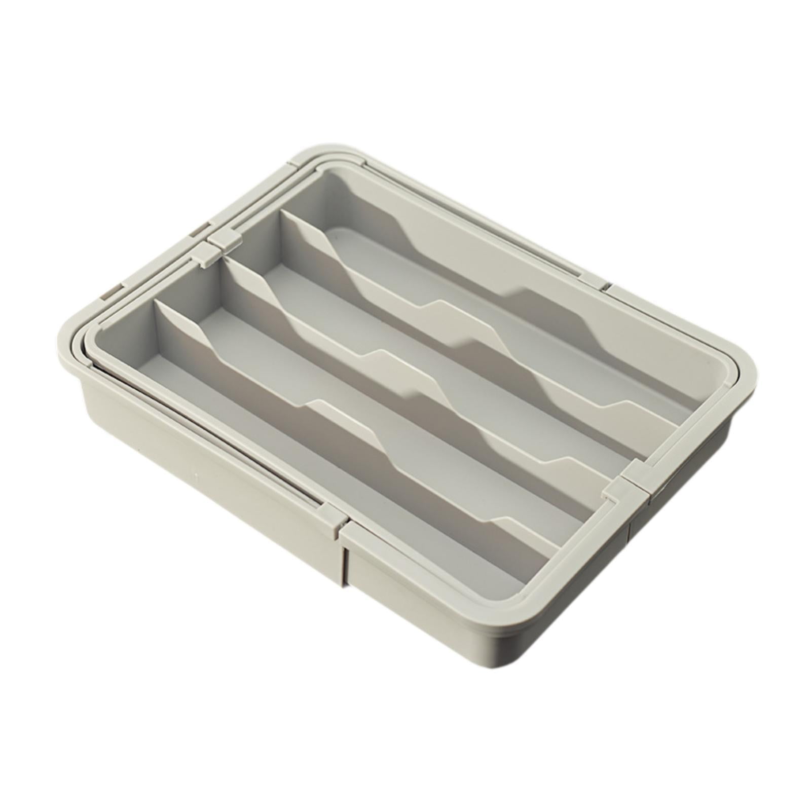 Fiocias Kitchen Drawer Organizer Utensil Organizer Expandable Silverware Holder Portable Grey
