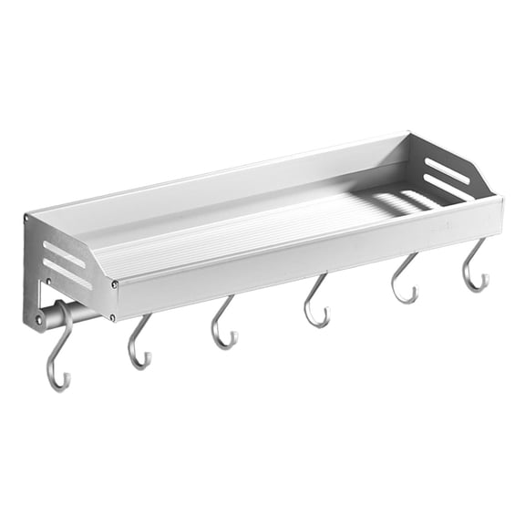 Fiocias Kitchen Shelf with Hooks for Hanging Cooking Utensils Bathroom Shower Shelf Easy white 30cm