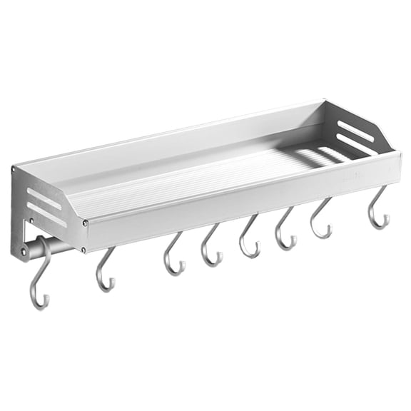 Fiocias Kitchen Shelf with Hooks for Hanging Cooking Utensils Bathroom Shower Shelf Easy white 50cm