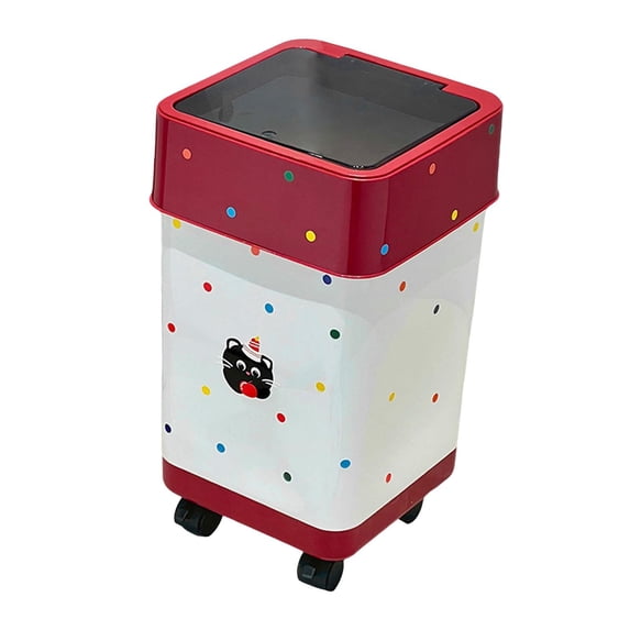 Fiocias Kitchen Trash Can with Wheels,Rolling Garbage Can Lid Sturdy Waste Basket Trash L