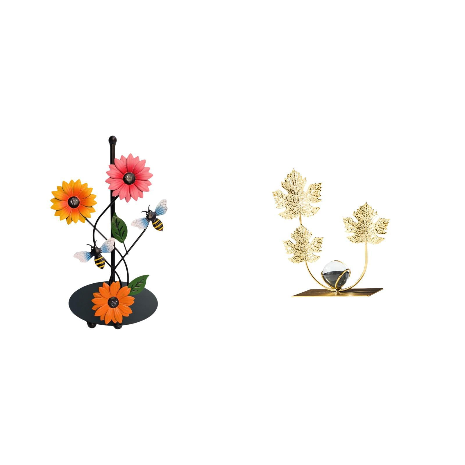 Fiocias Leaves Paper Towel Holder Dispenser with Non Slip Vertical Rack And Decorative Leaf Sculpture Bookshelf Ornament for Modern Home Decor Collectibles An