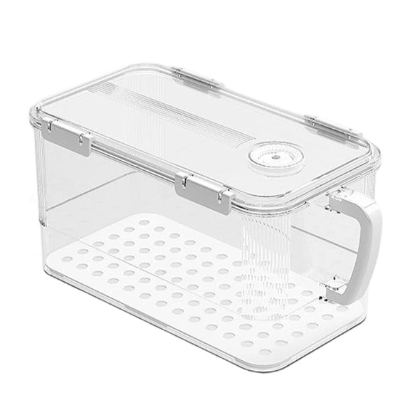 Fiocias Locked Refrigerator Storage Box Fresh Keeping Container Drainage Separation with White