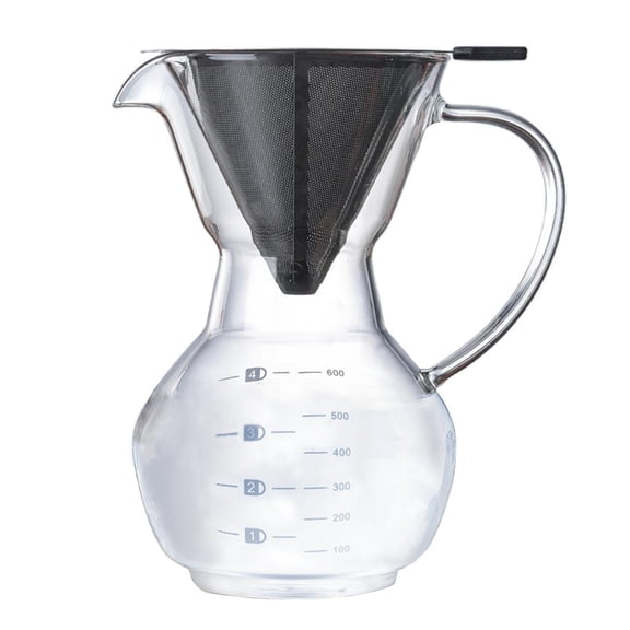 Fiocias Manual Coffee Brewer for Home Use - Easy-to-Use Coffee Maker for Kitchen Counter 600ml