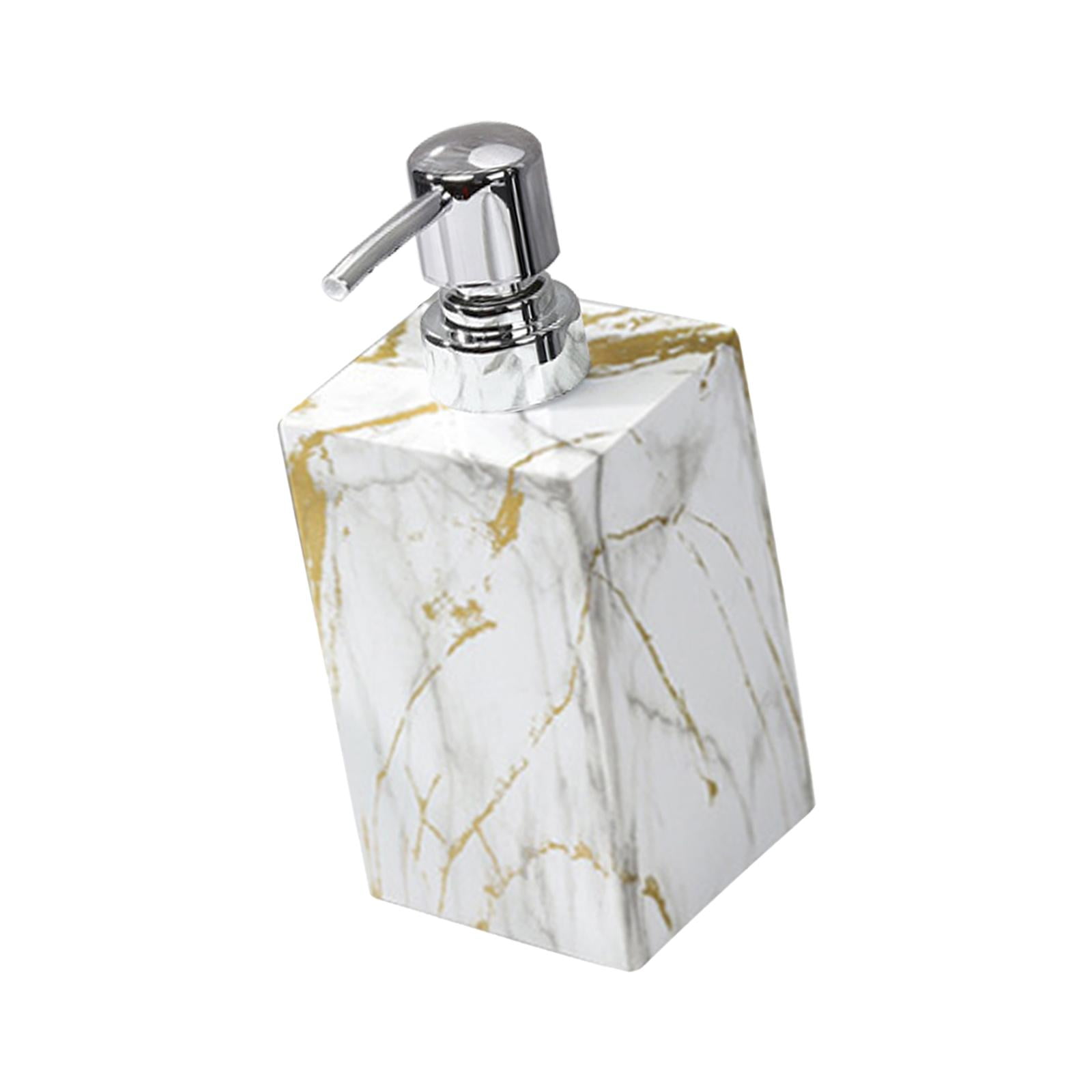 Fiocias Marble Soap Dispenser 500ml Rustproof Lotion Container with Stainless Steel Pump gold