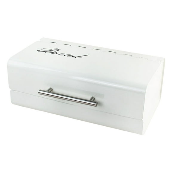 Fiocias Metal Modern Bread Storage Box Bin for Kitchen Organizer Storage Container White White