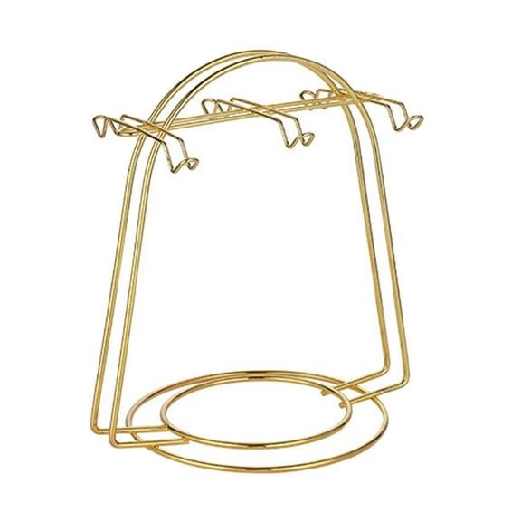 Fiocias Metal Tea Cup and Saucer Display Rack Mug Hanger for Kitchen Coffee Cup Ornament Six Cups