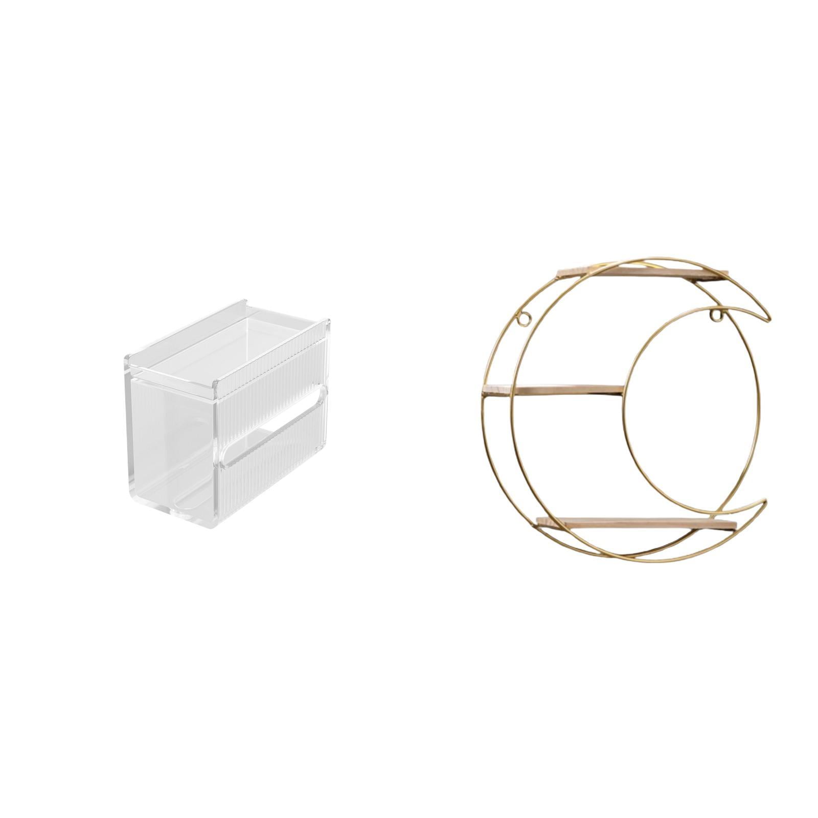 Fiocias Modern Acrylic Metal Wall Mounted Toilet Paper Holder And 3 Tier Shelf Space Saving Multifunctional Decorative Tissue Dispenser for Collectibles Troph