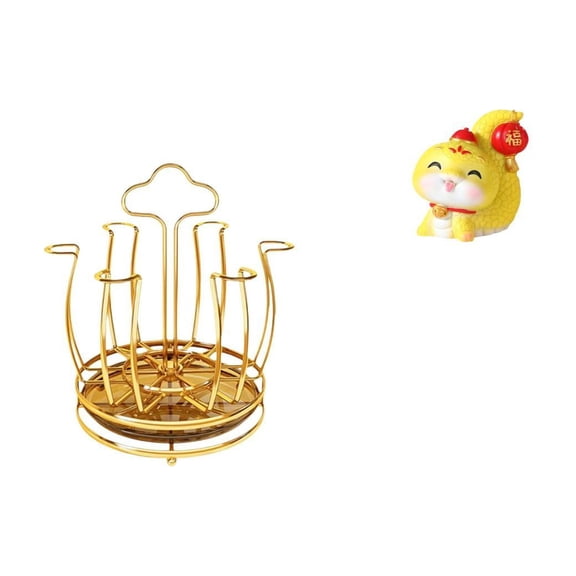 Fiocias Mug Holder Iron Resin Cup Rack Organizer Rotatable Countertop Display Stand Cartoon Snake Statue Upside Down Design Suitable for Home Decoration Desk