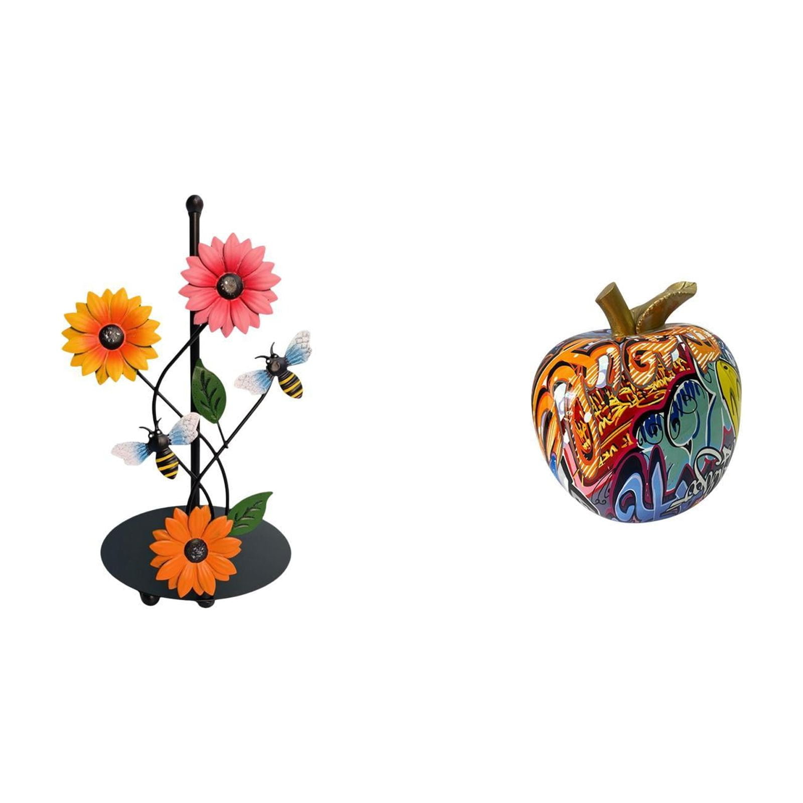 Fiocias Nordic Graffiti Paper Towel Holder Dispenser Non Slip Vertical Tissue Rack Fruits Sculpture Figurine Collectable Artwork Ornament for Home T