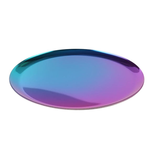 Fiocias Nordic Style Round Stainless Steel Storage Tray Disk Fruit Plate Wedding Party Gradient
