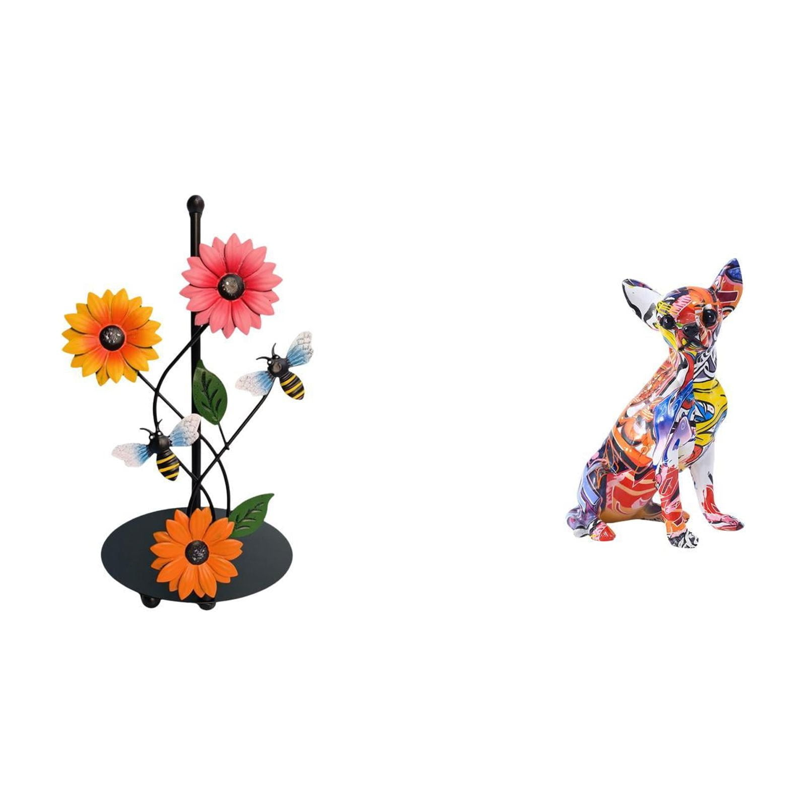 Fiocias Paper Towel Holder Dispenser Non Slip Vertical Tissue Holder Rack Colorful Dog Statue Sculpture Puppy Craft Multicolor Collectible Realistic Animal Or