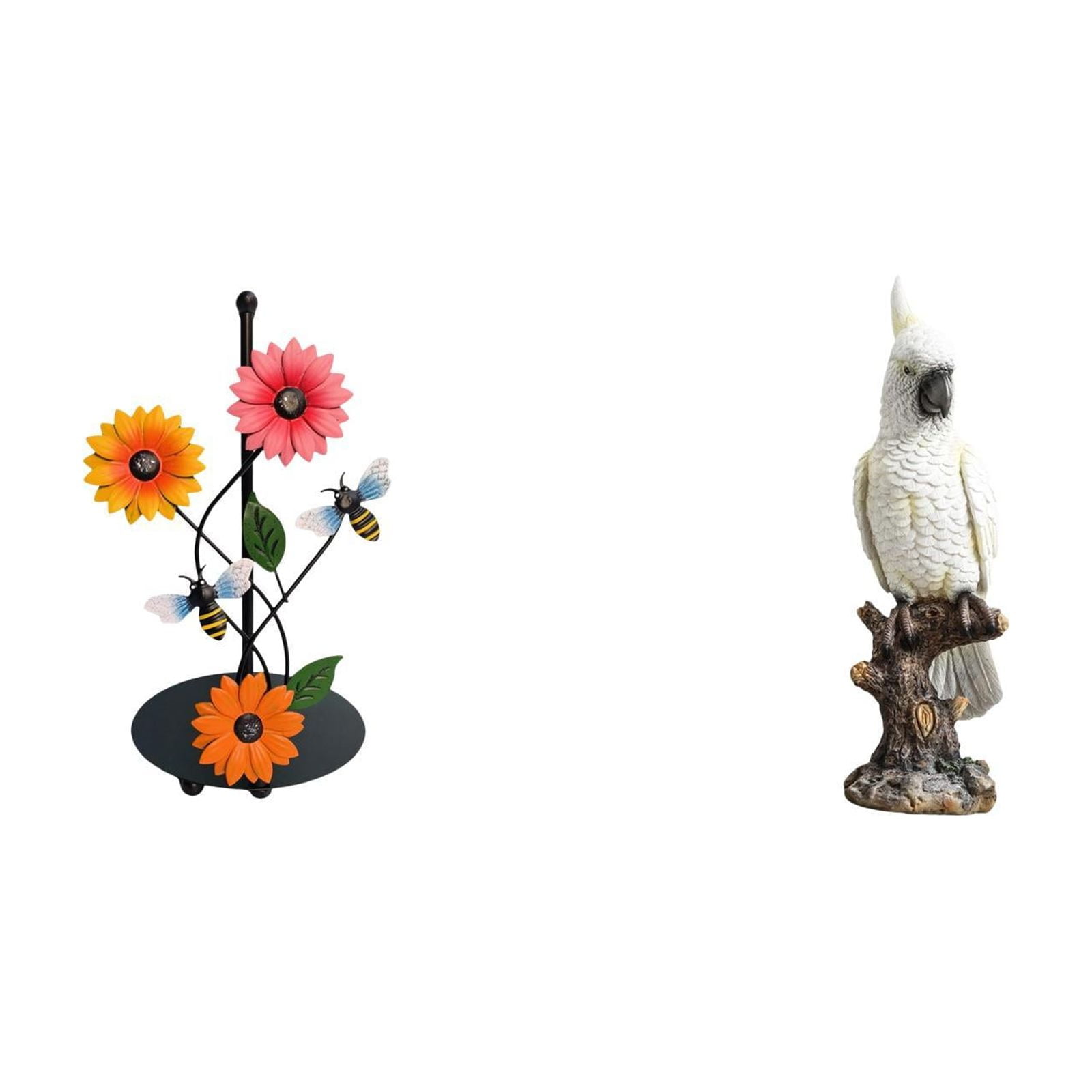 Fiocias Parrot Paper Towel Holder Dispenser Non Slip Vertical Tissue Holder Rack Animal Sculpture Resin Indoor Decorative Figurine Desktop Ornament for Desk T