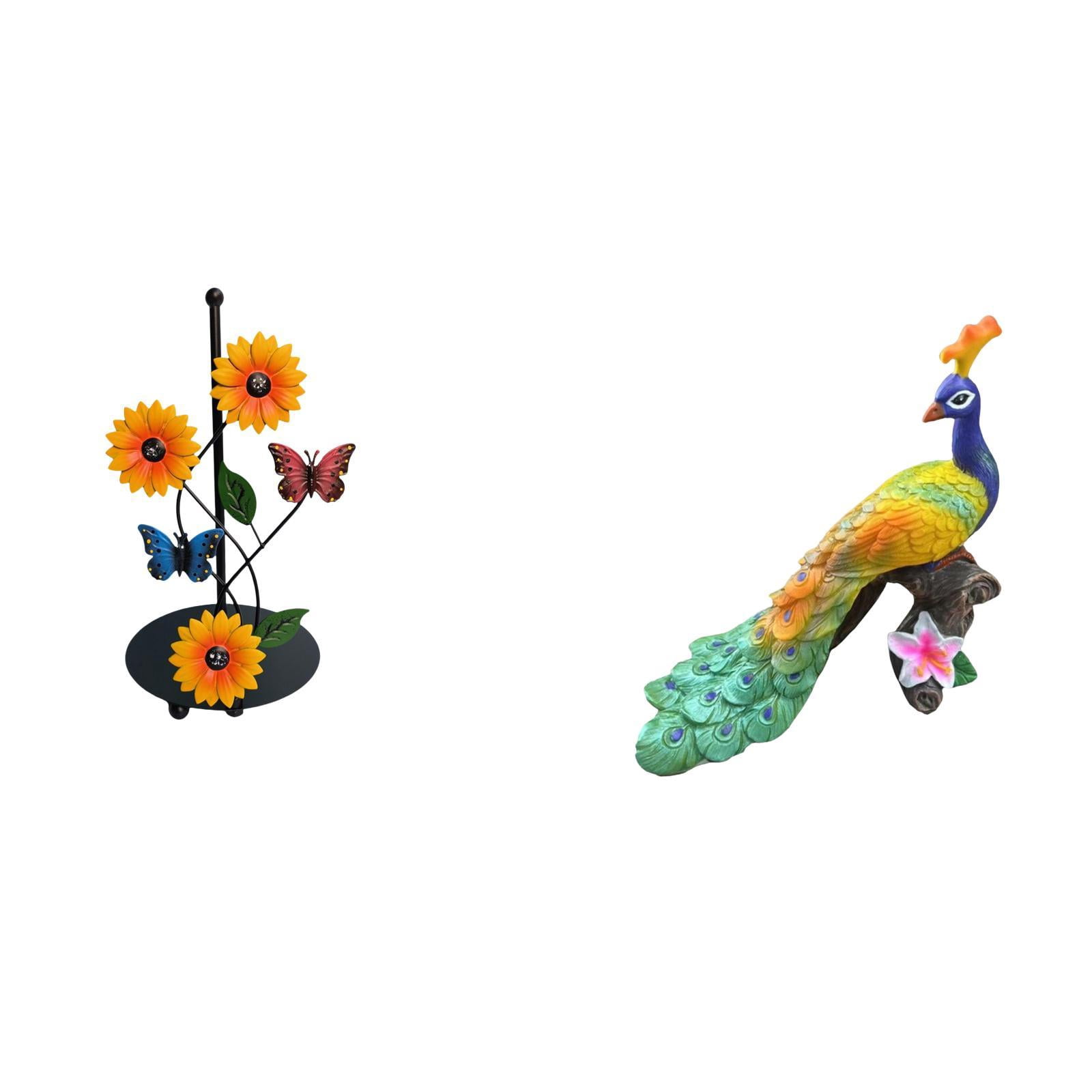 Fiocias Peacock Toilet Paper Holder Paper Towel Holder Countertop Statue Decorative Sculpture Iron Resin Material Stable Weighted Base Suitable for