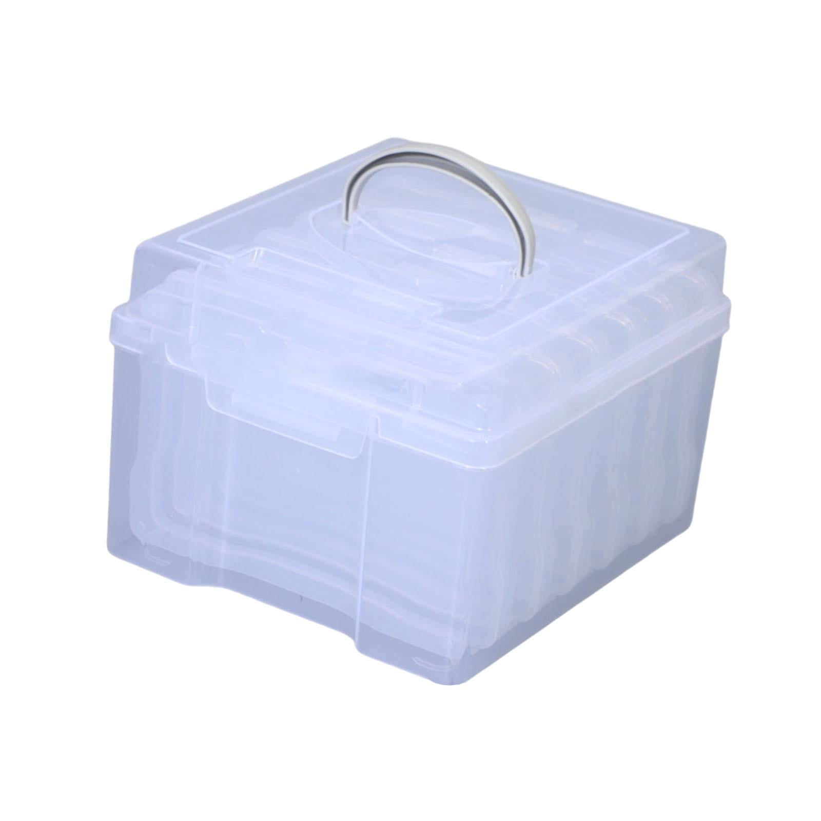 Fiocias Photo Storage Box 4x6'' 6 Detachable Dividers Stationery Square Box Photo Keeper Transparent