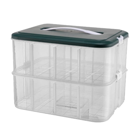 Fiocias Portable Building Blocks Storage Gaming Building Blocks Container Case for Craft double layer
