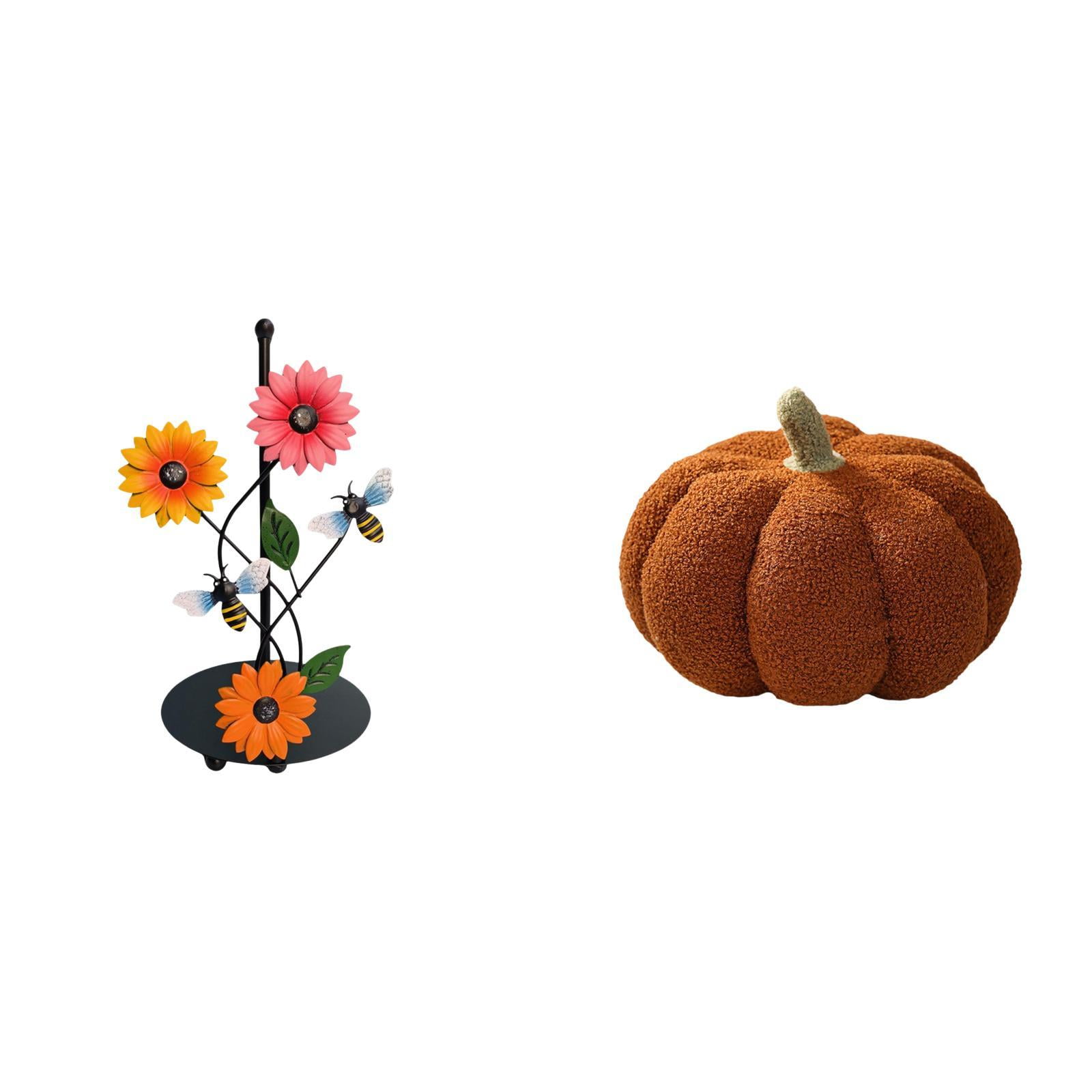 Fiocias Pumpkin Paper Towel Holder Dispenser Non Slip Vertical Tissue Holder Rack Stuffed Pillow Decoration Decorative Sofa Cushion for Home Bed Bedroom