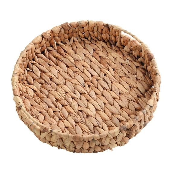 Fiocias Rattan Baskets Tabletop Food Serving Tray Handmade Container Woven Seagrass Tray Small