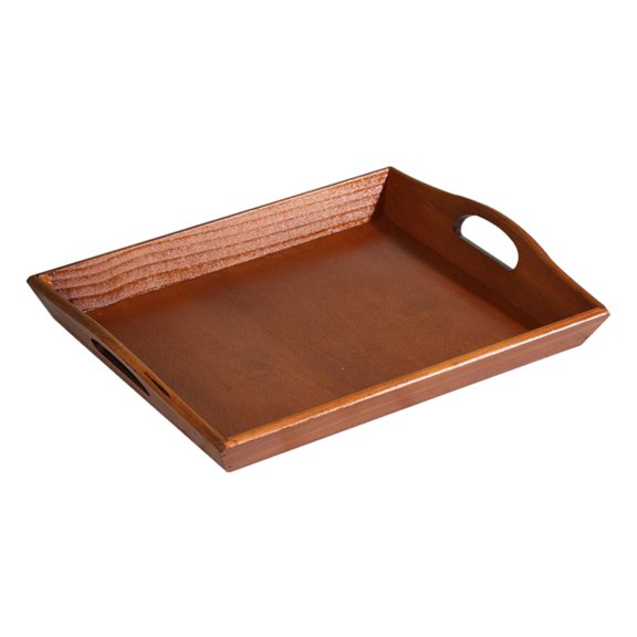 Fiocias Rectangle Serving Tray Food Holder Ottoman Tray with Handles Appetizer Organizer Brown
