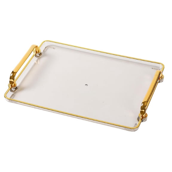 Fiocias Rectangular Serving Tray with Handles Surface Plating for Dresser Kitchen amber