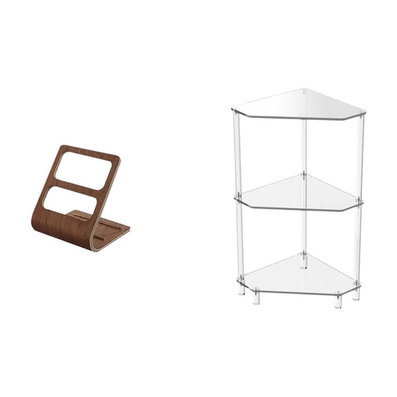 Fiocias Remote Control Holder Organizer Wooden Case Phone Stand Acrylic Side Table Corner End Table Modern Functionality Suitable for Bedroom Living Room Offi