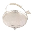 thumbnail image 1 of Fiocias Round Decorative Serving Tray Tabletop Handles Argent Large, 1 of 7